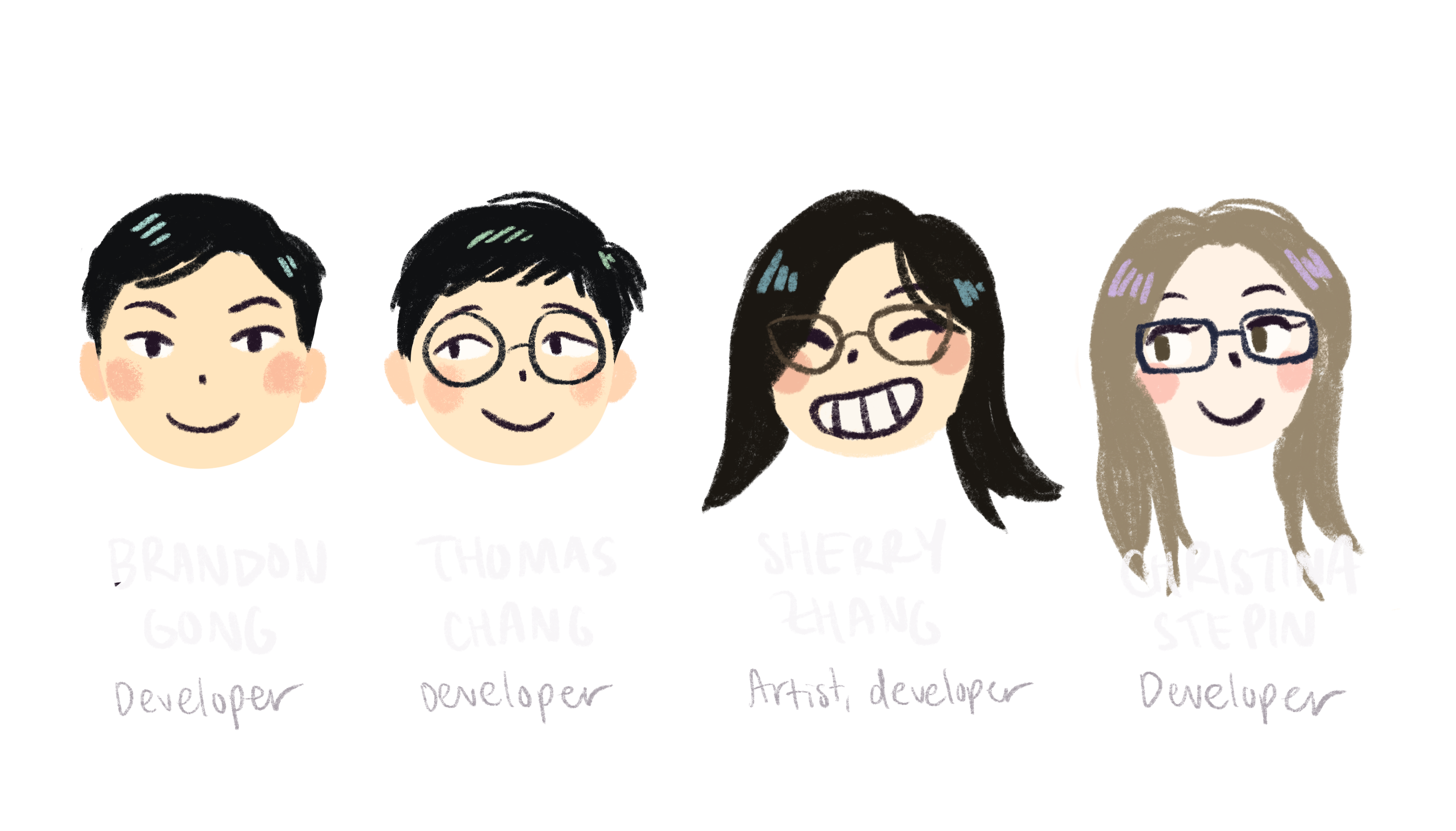 Drawings of each of the team members.